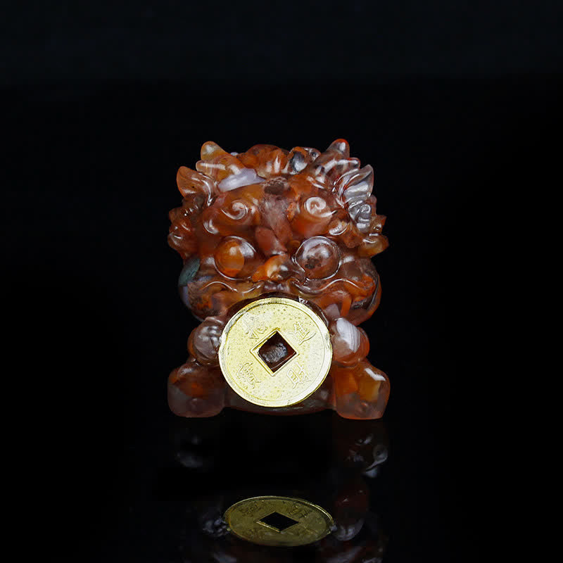 Buddha Stones, handgefertigt, niedlich, PiXiu, Goldmünze, Kristall, Fengshui, Energie, Reichtum, Glück, Heimdekoration