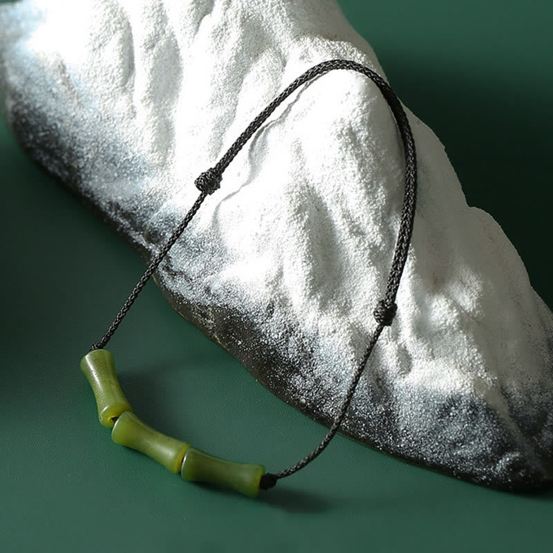 Buddha Stones, grünes Bambus-Jade-Muster, Glücks- und Fülle-Armband