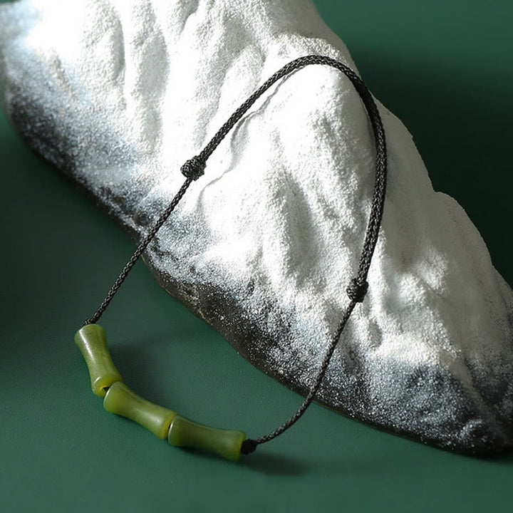 Buddha Stones, grünes Bambus-Jade-Muster, Glücks- und Fülle-Armband