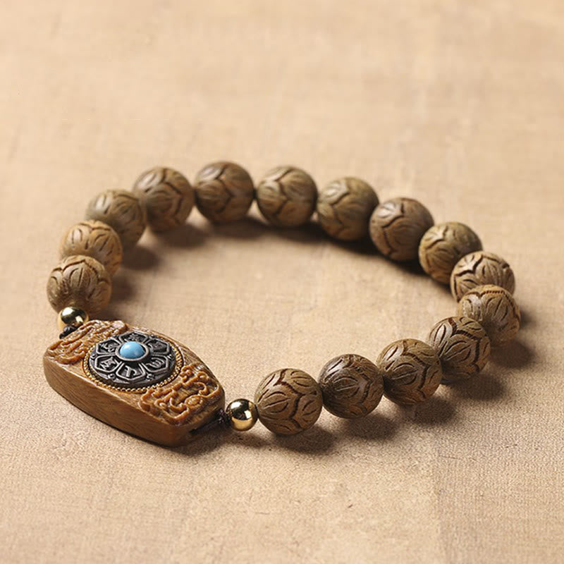 Buddha Stones, grünes Sandelholz, Ebenholz, Sandelholz, Om Mani Padme Hum, beruhigendes Armband