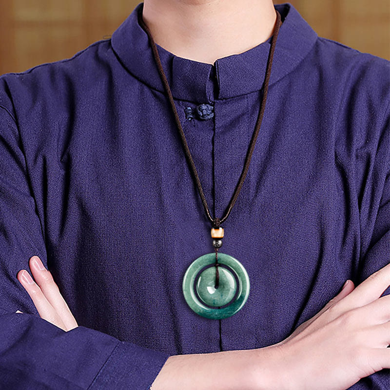 Halsketten-Anhänger mit Buddha Stonesn, natürlicher, runder Jade, Friedensschnalle, Glück, Wohlstand