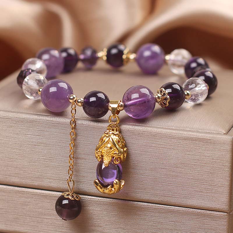 Buddha Stones Natürliches Amethyst PiXiu Heilarmband