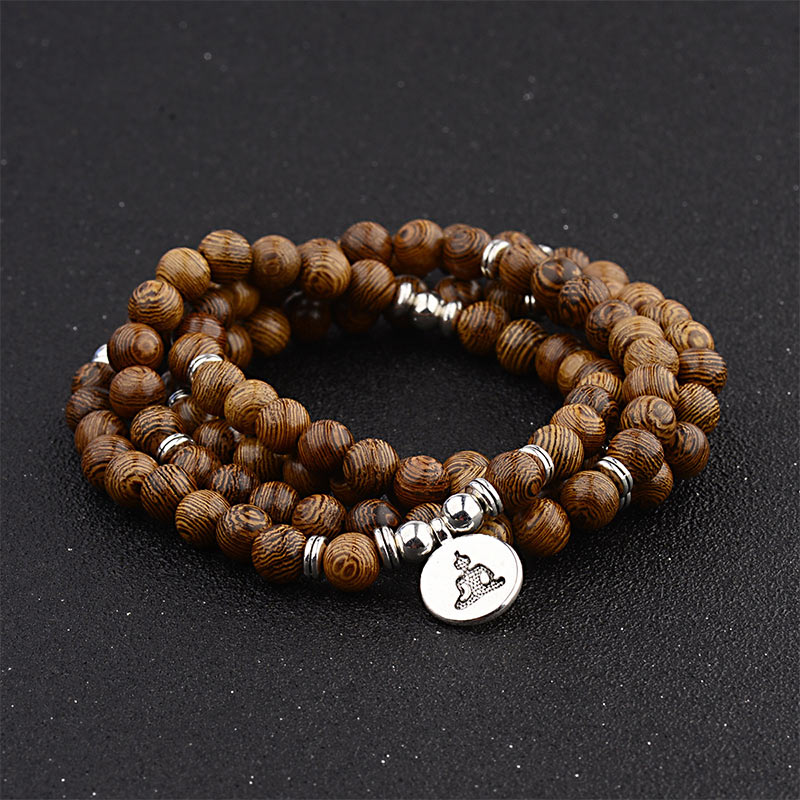Buddha Stones, tibetisches Blitzschlag-Holzarmband, Lotus-Buddha-Mala