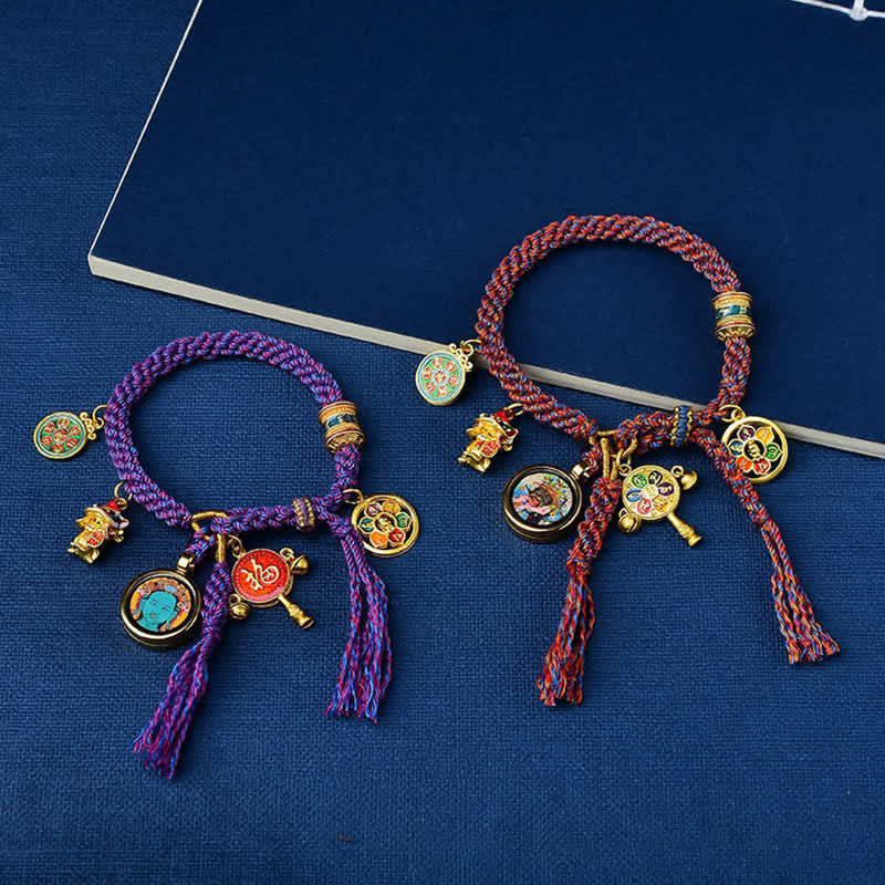 Tibetisches grünes Tara-Zakiram-Göttin des Reichtums Thangka-Glücksgeflecht-Armband