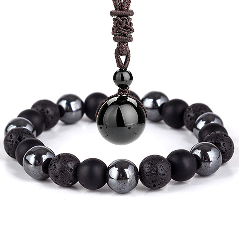 Buddha Stones Tibetisches Tigerauge-Armband-Halsketten-Set