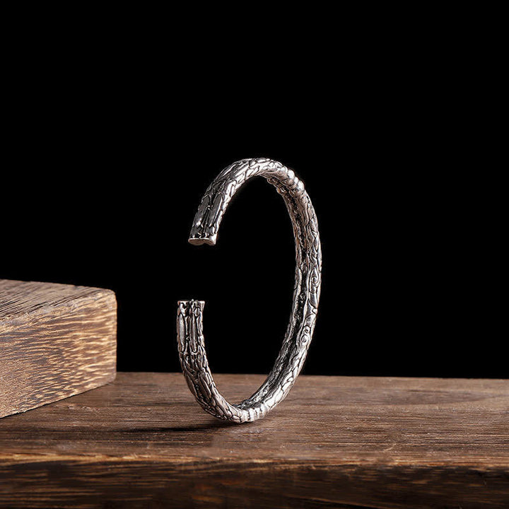 Blumen-Drachenmuster-Gravur-Balance-Manschettenarmband-Armreif