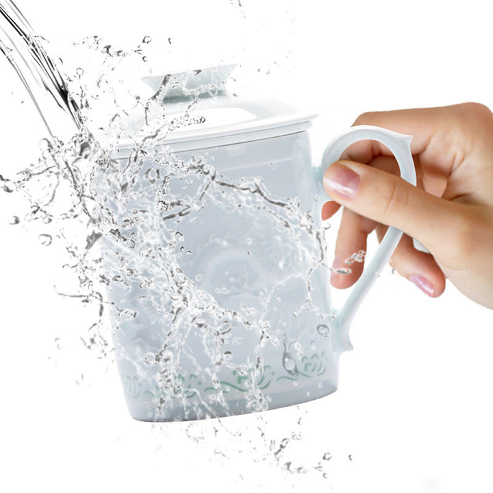 Buddha Stones Jingdezhen Linglong Porzellan Auspicious Dragon Phoenix Boat Smooth Sailing Keramik Teetasse Büro Teetassen 420 ml