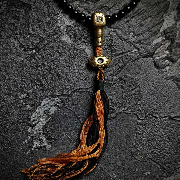 Buddha Stones, tibetische 108 Mala-Perlen, schwarzer Onyx, Tigerauge-Perlen, neun Paläste, Bagua-Schutzarmband