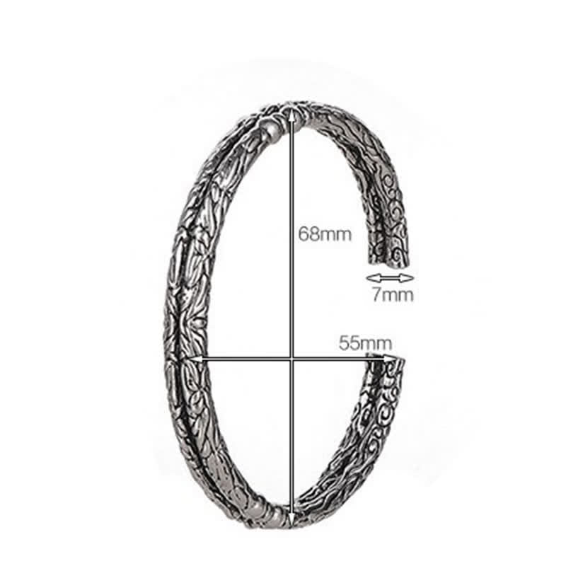 Blumen-Drachenmuster-Gravur-Balance-Manschettenarmband-Armreif