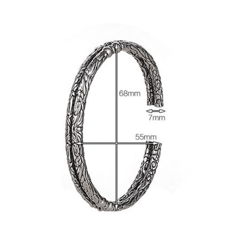 Blumen-Drachenmuster-Gravur-Balance-Manschettenarmband-Armreif