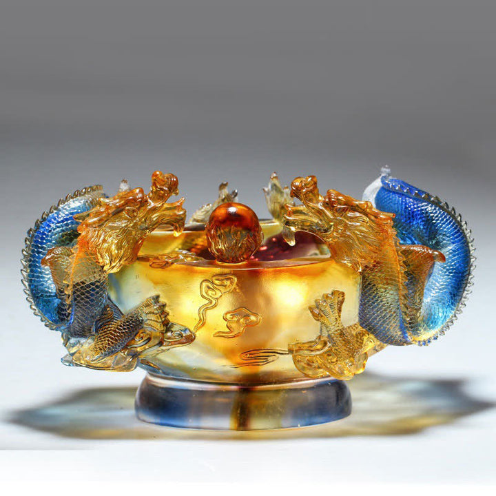 Buddha Stones, Feng Shui, chinesisches Sternzeichen, Drache, handgefertigt, Liuli-Kristall, Kunststück, Schutz, Heim- und Bürodekoration