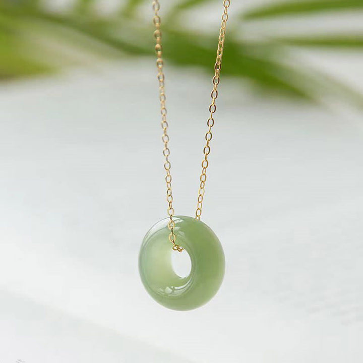 Buddha Stones, Peace-Schnalle, Jade-Überfluss, Kupfer-Halskettenanhänger