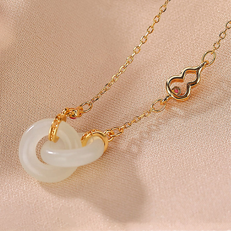 Buddha Stones 925 Sterling Silber Runder Jade Glück Wohlstand Halskette Kettenanhänger