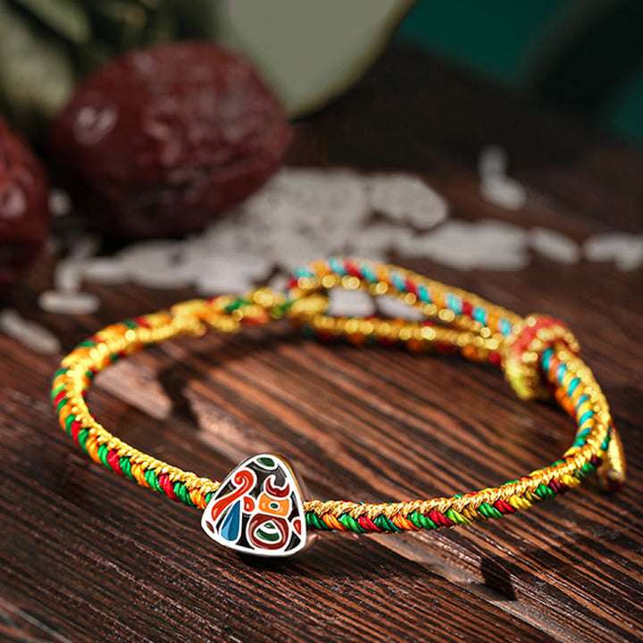Armband mit Buddha Stonesn, 925er-Sterlingsilber, Drachenboot-Festival, Fu-Charakter, Zongzi-Muster, Glück, handgefertigt, mehrfarbig, für Kinder und Erwachsene