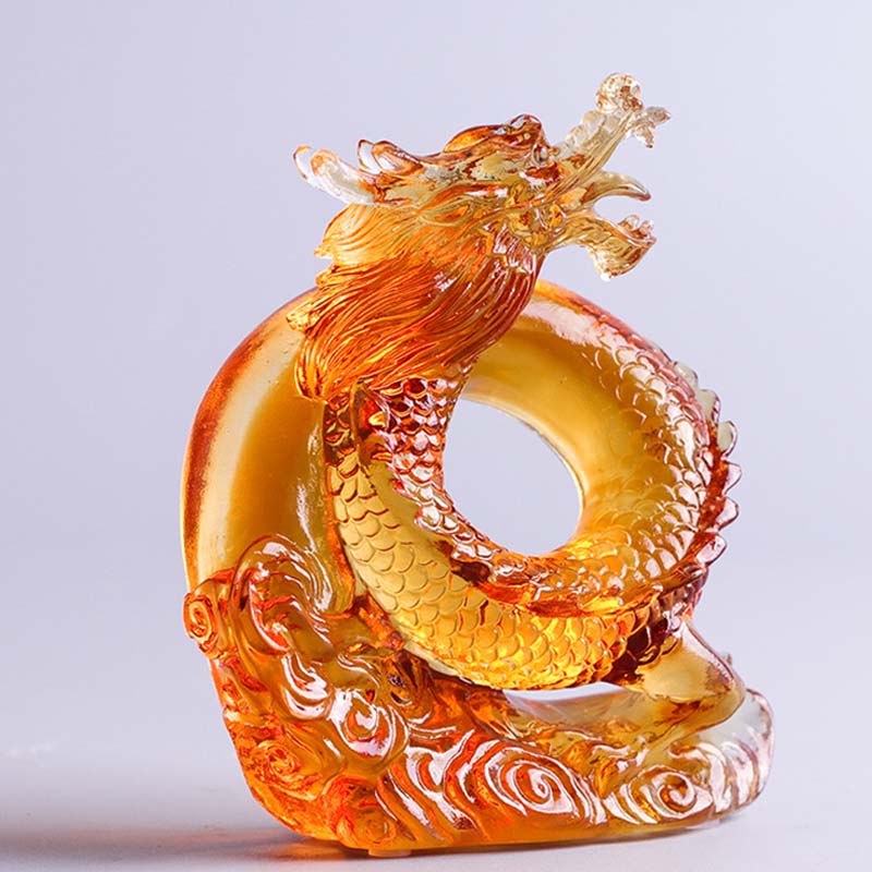 Buddha Stones, Jahr des Drachen, handgefertigt, chinesischer Tierkreis, gelber Drache, Liuli, Kristallkunstwerk, Schutz, Dekoration für Zuhause und Büro