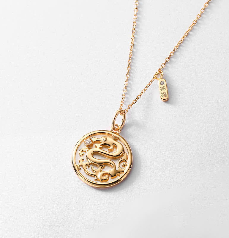 ❗❗❗Ein Blitzverkauf – Buddha Stones 925 Sterling Silber Tridacna Stein Jahr des Drachen Fu Charakter Glück Stärke Halskettenanhänger