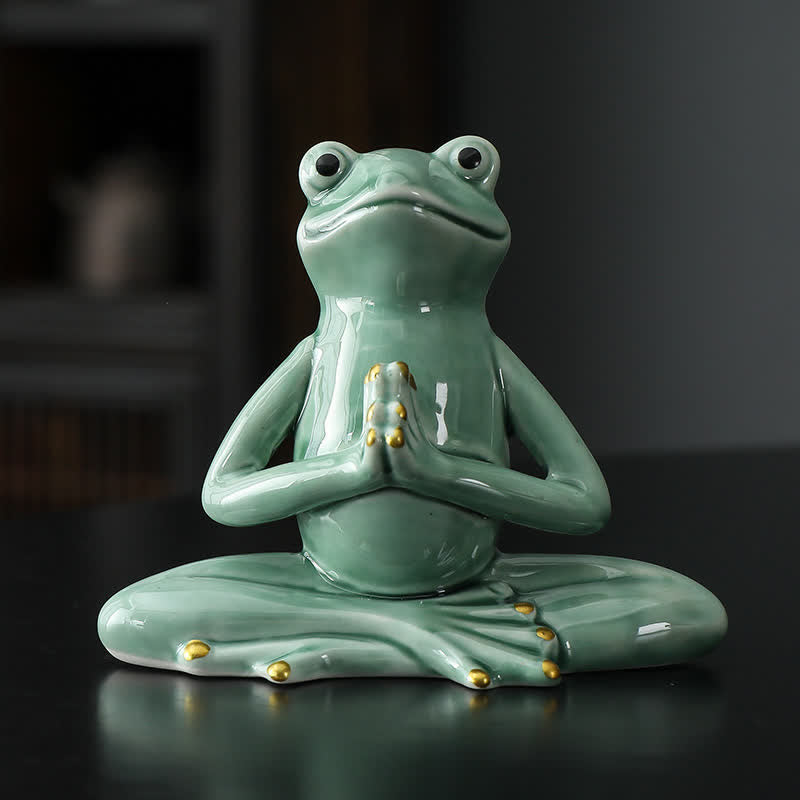 Meditierende Keramik-Zen-Frosch-Statue-Dekoration