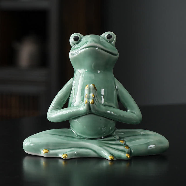 Meditierende Keramik-Zen-Frosch-Statue-Dekoration