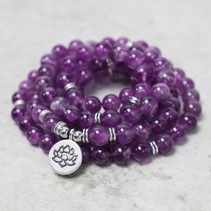Buddha Stones Natürliches Amethyst-Reinigungs-Mala-Armband