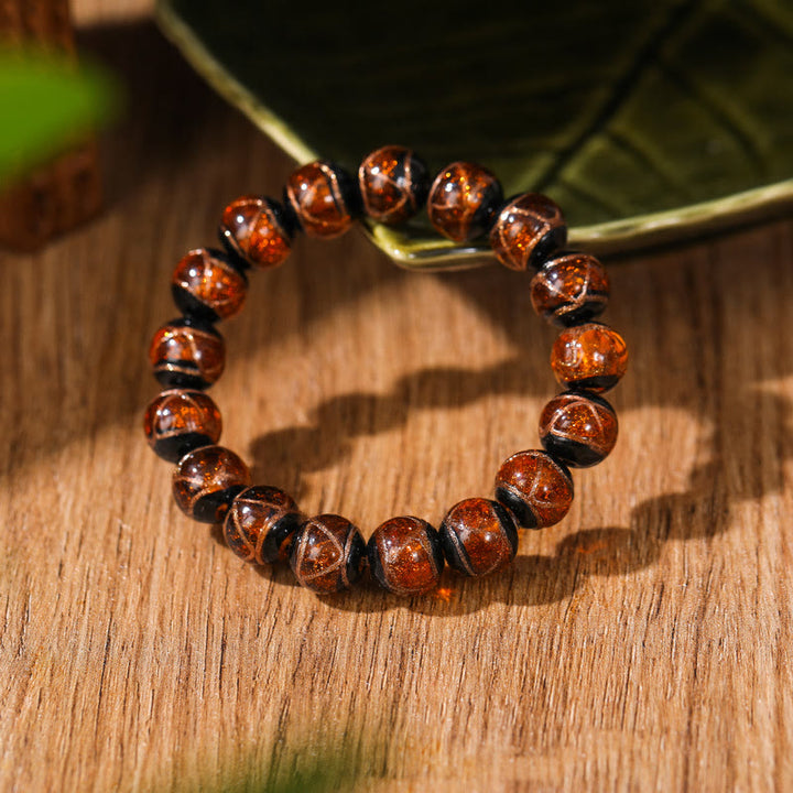 Buddha Stones Tibetisches klassisches Liuli-Glasperlen-Armband für Glück und Reichtum