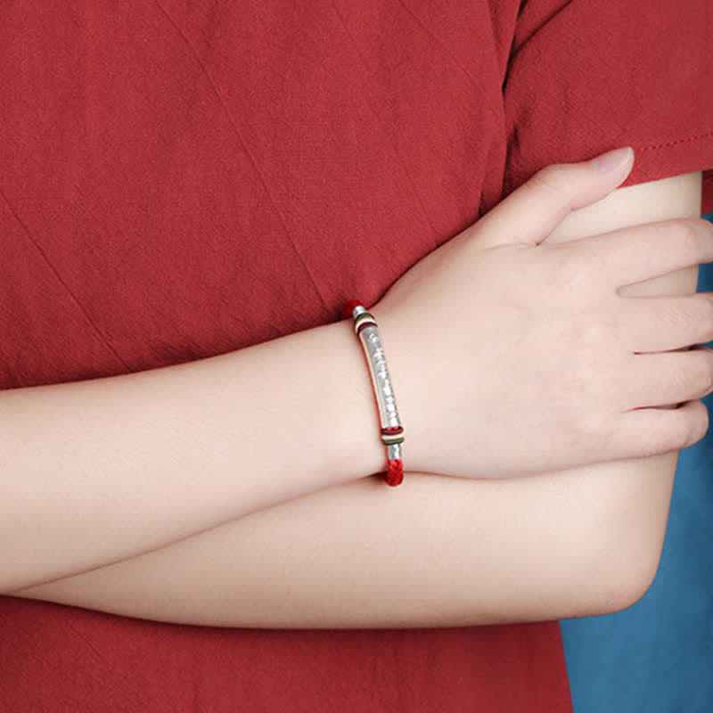 Buddha Stones 999 Sterling Silber Om Mani Padme Hum Schutz Stärke String Armband