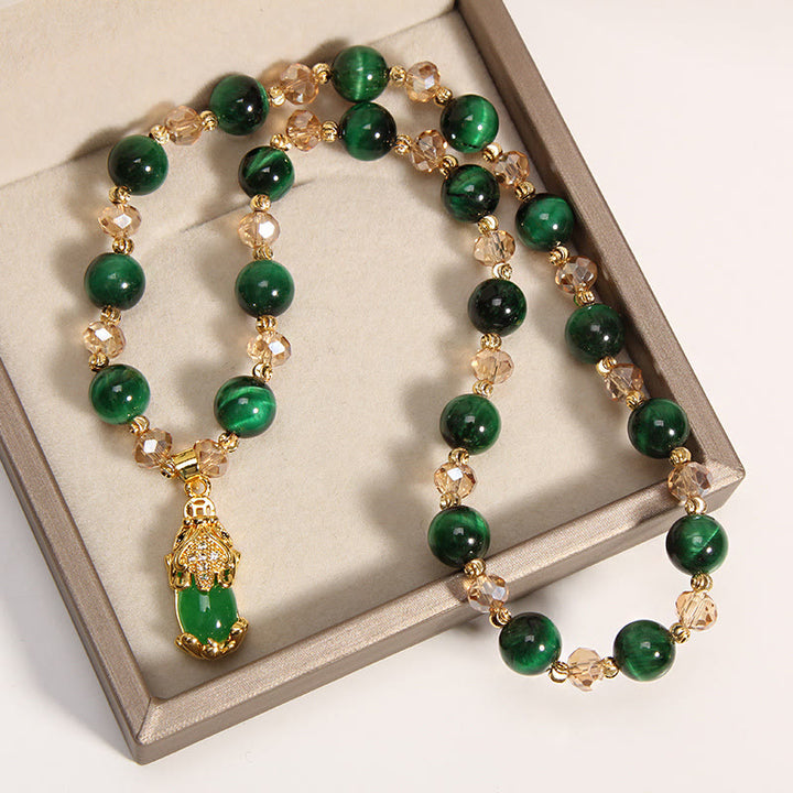 Tigerauge Pixiu Fuchs Geldbeutel Schutz Selbstvertrauen Doppelt gewickeltes Armband