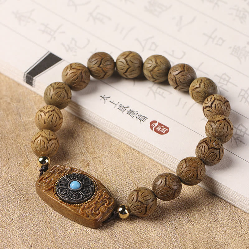 Buddha Stones, grünes Sandelholz, Ebenholz, Sandelholz, Om Mani Padme Hum, beruhigendes Armband