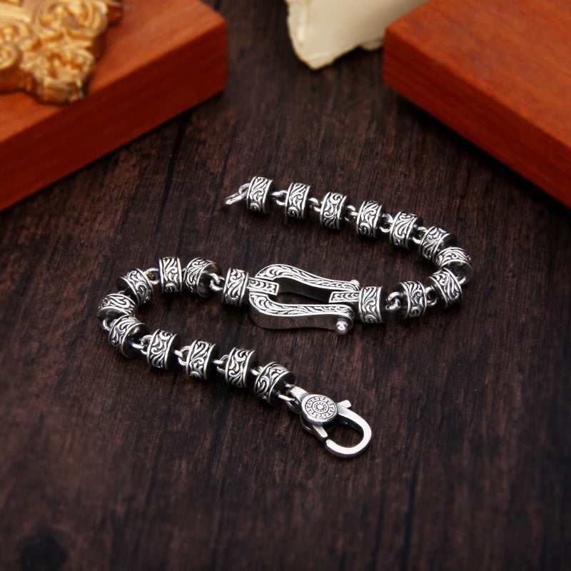 Buddha Stones Tang-Dynastie-Blumendesign Kupfer-Glücksschnallenarmband
