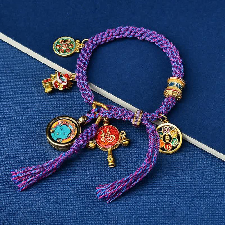 Tibetisches grünes Tara-Zakiram-Göttin des Reichtums Thangka-Glücksgeflecht-Armband