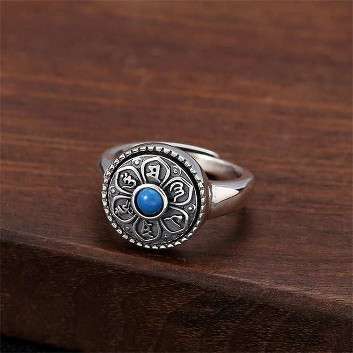 Buddha Stones Tibetischer Om Mani Padme Hum Peace drehbarer Ring