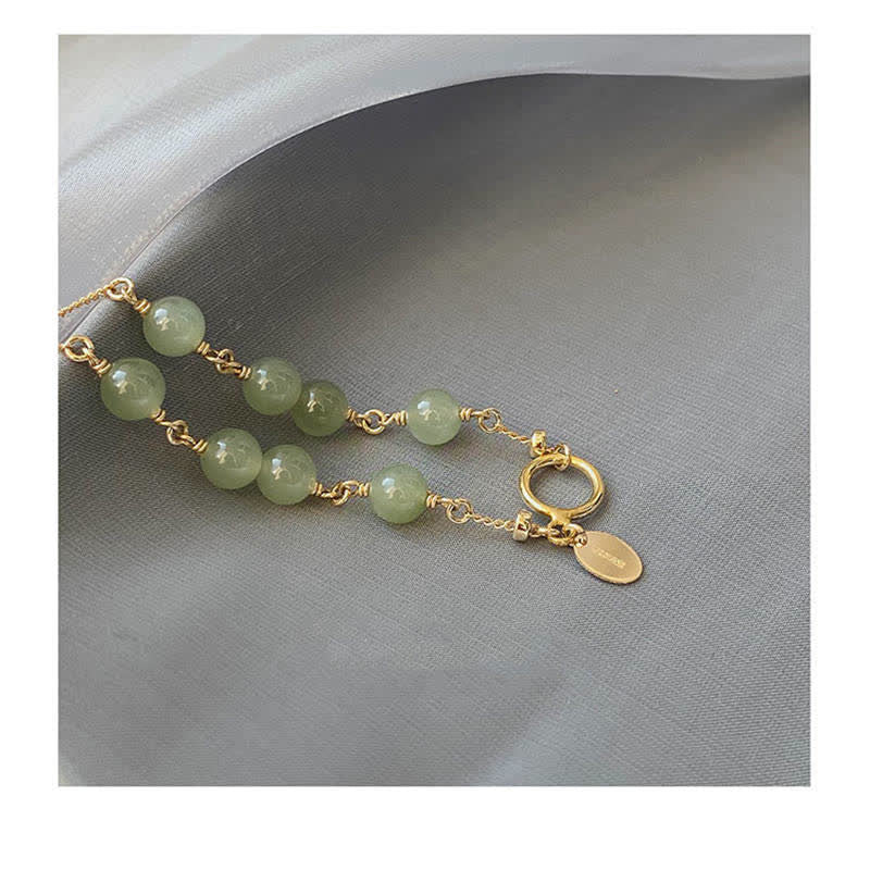 Buddha Stones Einzigartiges Glücksperlenarmband aus natürlicher Hetian-Jade mit 14-karätigem Gold gefüllt - image 11