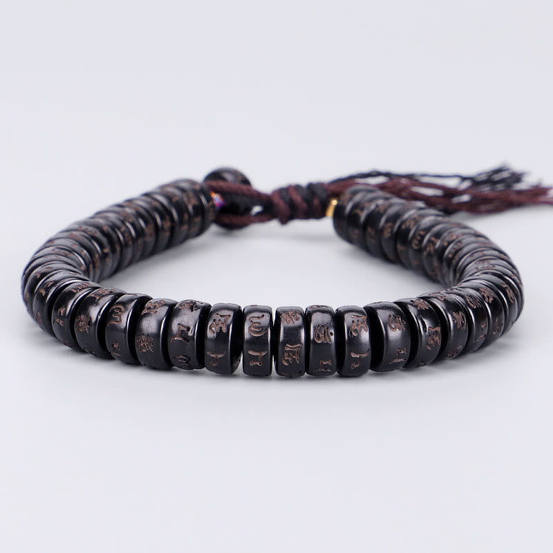 Buddha Stones, tibetische Kokosnussschalen-Perlen, graviertes Om Mani Padme Hum Mantra, positives Schnurarmband - image 5