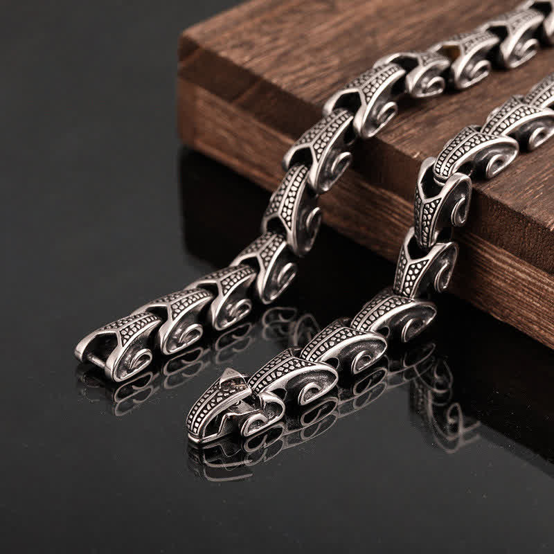 Buddha Stones Drachenmuster Titan Stahl Schutz Halskette Anhänger Armband - image 18