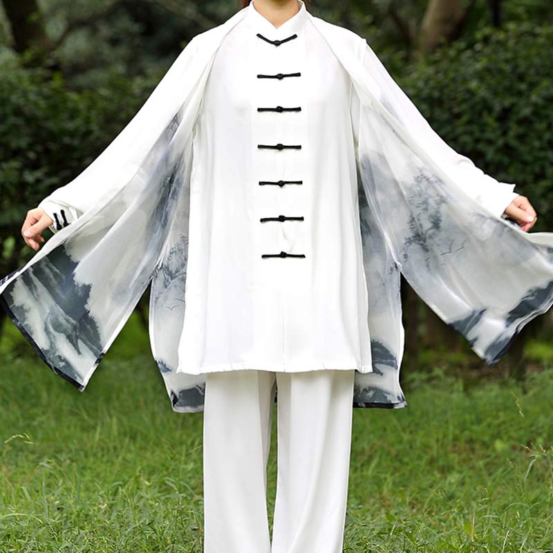 3-teiliges Unisex-Kleidungsset mit Tuschemalerei, Meditation, Gebet, spiritueller Zen-Tai-Chi-Qigong-Praxis - image 3