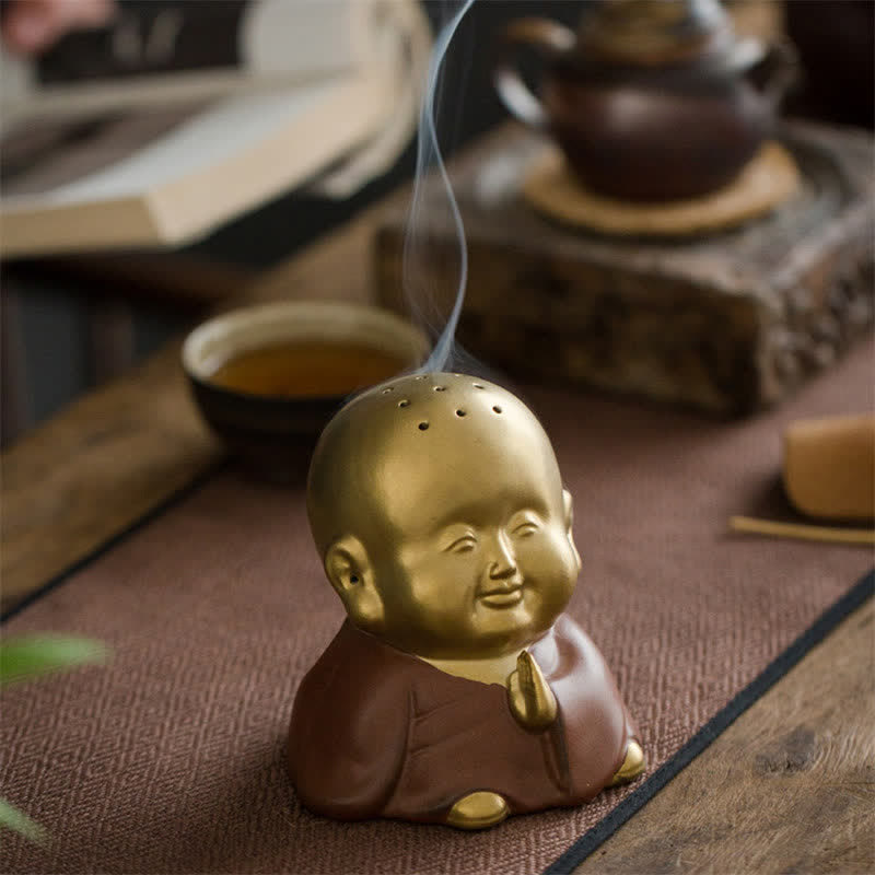 Kleiner Buddha, lachender Buddha, Keramik-Räuchergefäß - image 2