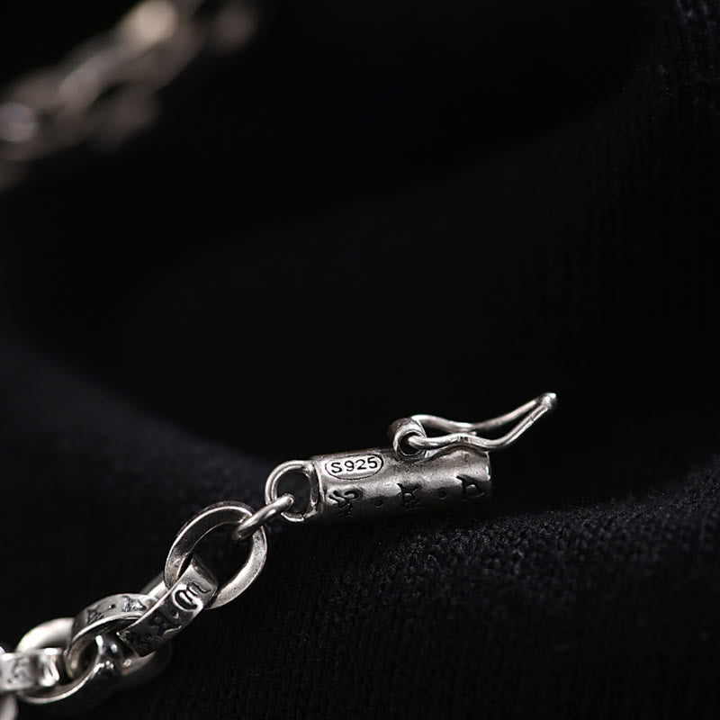 Buddha Stones 925 Sterling Silber Om Mani Padme Hum geschnitztes Design Kreativität Metallarmband - image 6