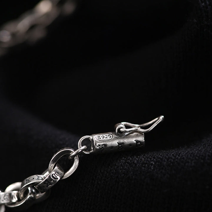 Buddha Stones 925 Sterling Silber Om Mani Padme Hum geschnitztes Design Kreativität Metallarmband - image 6