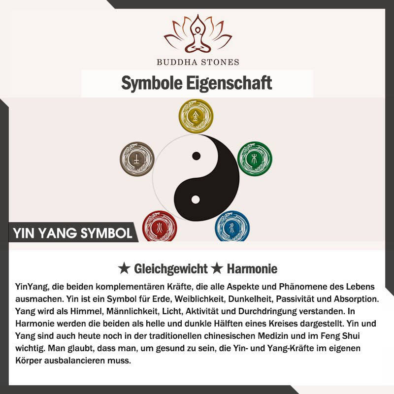 Buddha Stones, Yin-Yang-Hämatit-Anhänger, Paar-Halskette