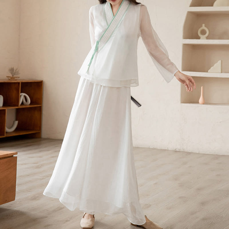 Retro-Gebet Zen spirituelle Meditation Praxis Chiffon Kleidung Damen Set