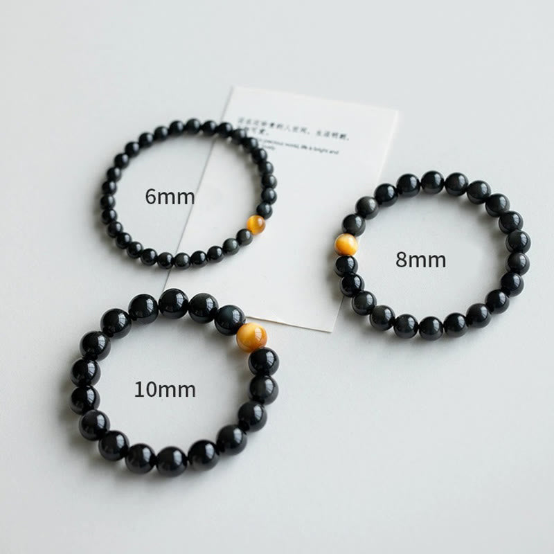 Buddha Stones natürliches Regenbogen-Obsidian-Tigerauge-Positive-Love-Armband