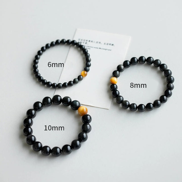 Buddha Stones natürliches Regenbogen-Obsidian-Tigerauge-Positive-Love-Armband