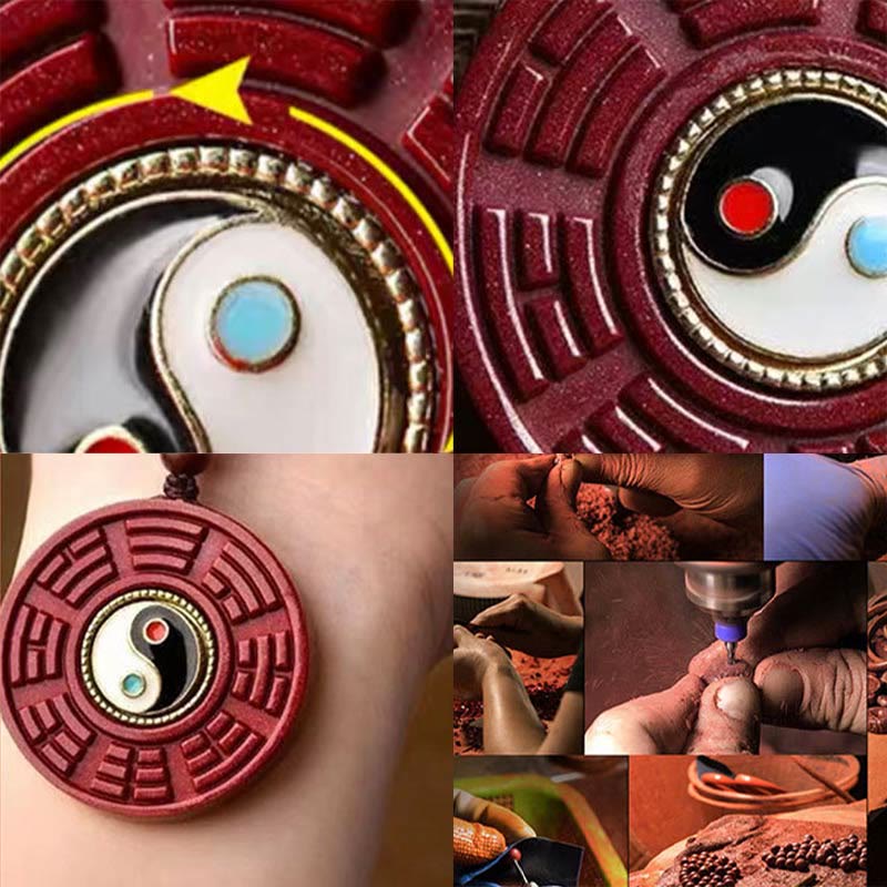 Buddha Stones, natürlicher Zinnober-Bagua-Anhänger, drehbar, Yin-Yang-Anhänger, hält böse Geister fern - image 9