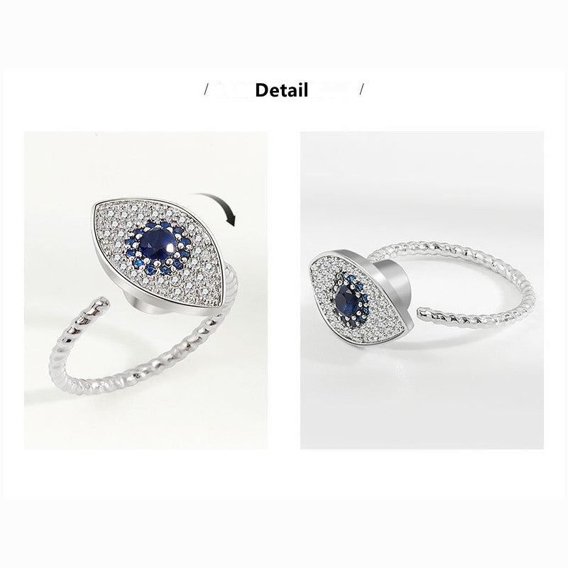 925 Sterling Silber Evil Eye Protection Blessing Drehbarer Ring - image 6
