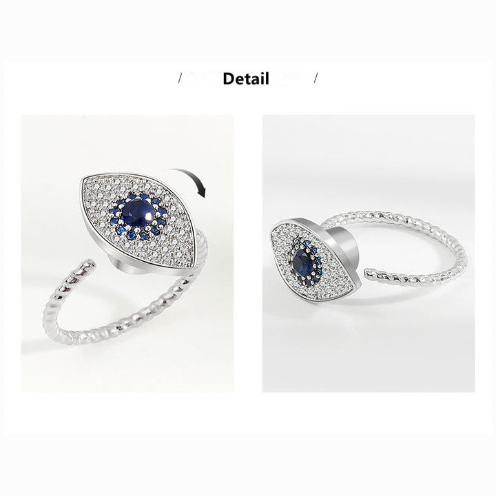 925 Sterling Silber Evil Eye Protection Blessing Drehbarer Ring - image 6
