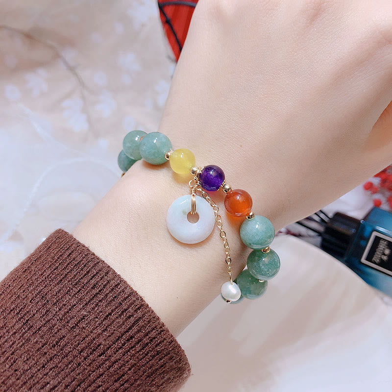 Buddha-Steine Jade Rot Achat Peace Schnalle Charm Vertrauen Armband