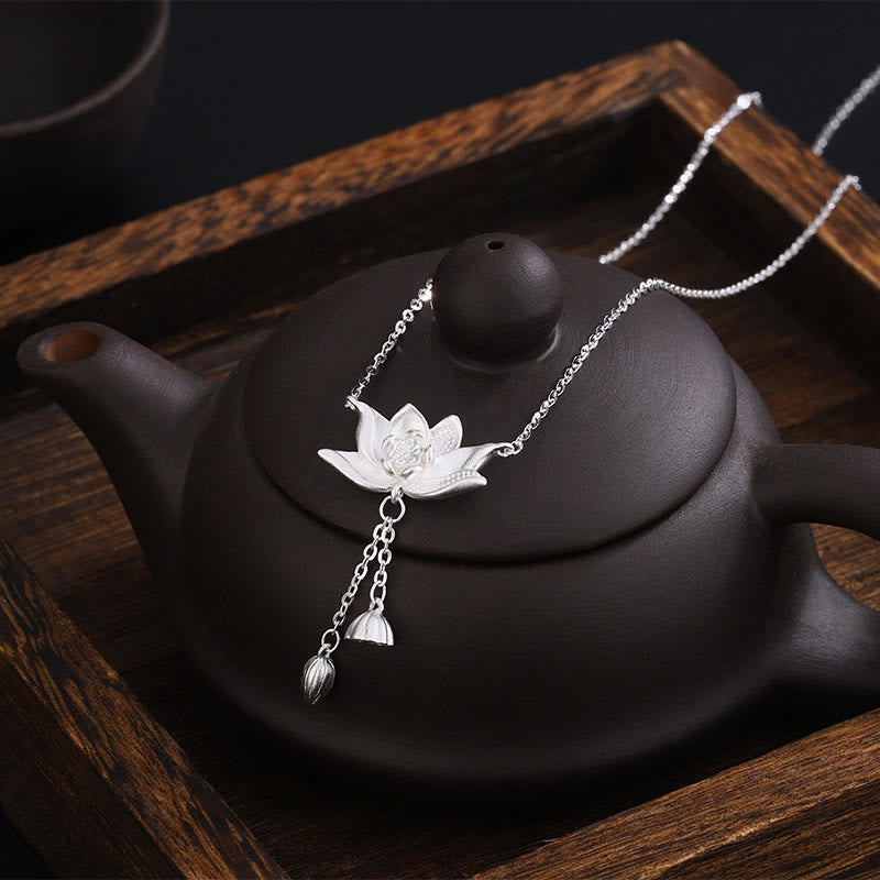 Buddha Stones 999 Sterling Silber Lotusblüten Pod geschnitzt Erleuchtung Halskette Anhänger - image 2