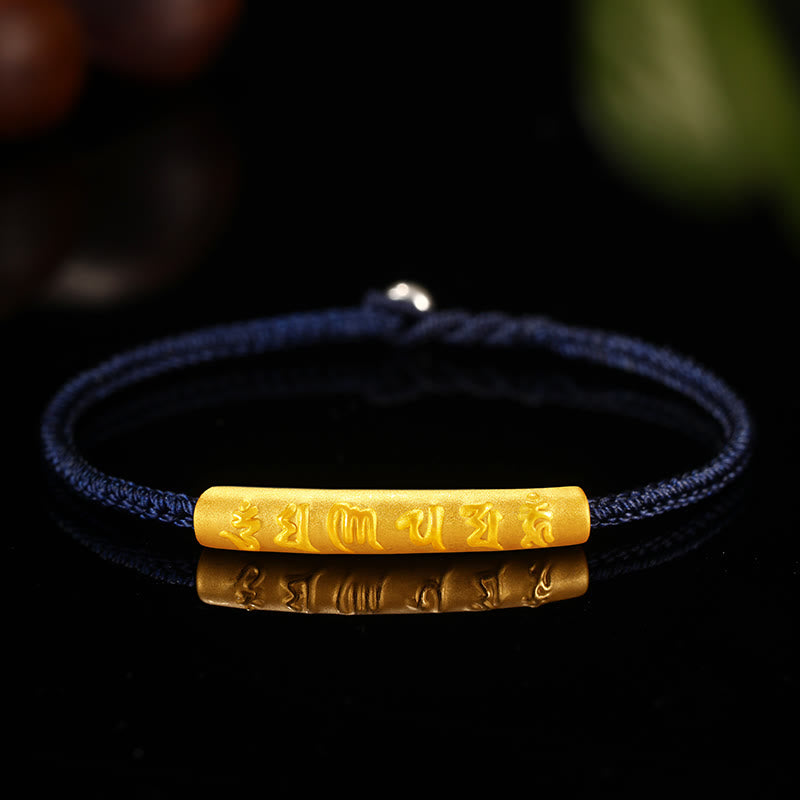 Buddha Stones, tibetisches 999-Gold, Om Mani Padme Hum, handgefertigt, achtfädig, Friedensknoten, Glück, geflochtenes Paar-Armband