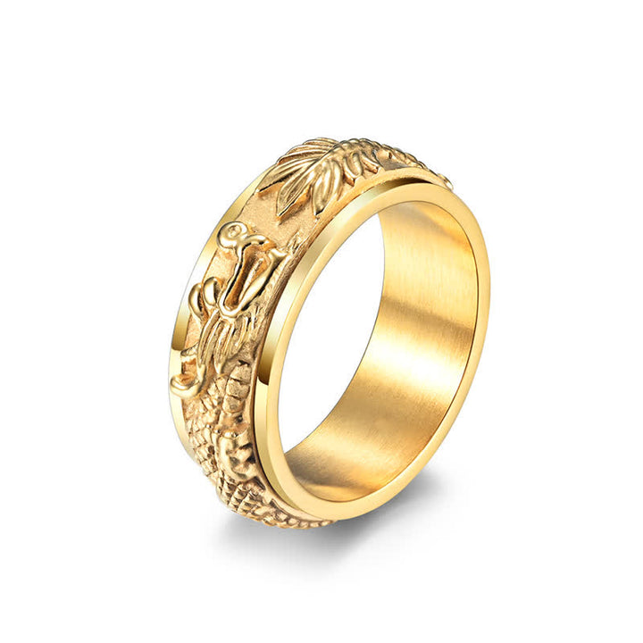 Buddha Stones Dragon Titanstahl-Stimulationsring, drehbar - Gold - US11 - image 5