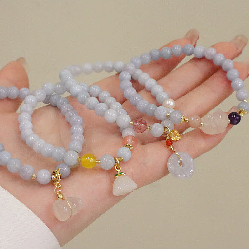 Buddha Stones Natürliches Aquamarin-Chalcedon-Charm-Armband „Serenity Rabbit Gourd Cat“. - image 14