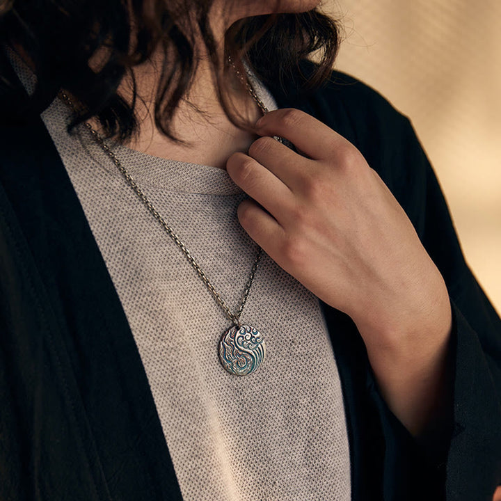 Buddha Stones 990 Sterling Silber Yin Yang Wasser- und Feuer-Balance-Halskettenanhänger - image 11